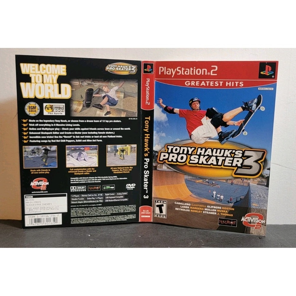 Tony‎ Hawks Pro Skater 3 PS2 Case Insert Only Playstation 2 OEM Excellent